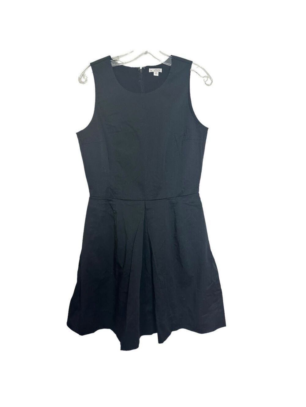 GAP High Neck Sleeveless Pleated Skirt Cotton Black Mini Dress with Pockets